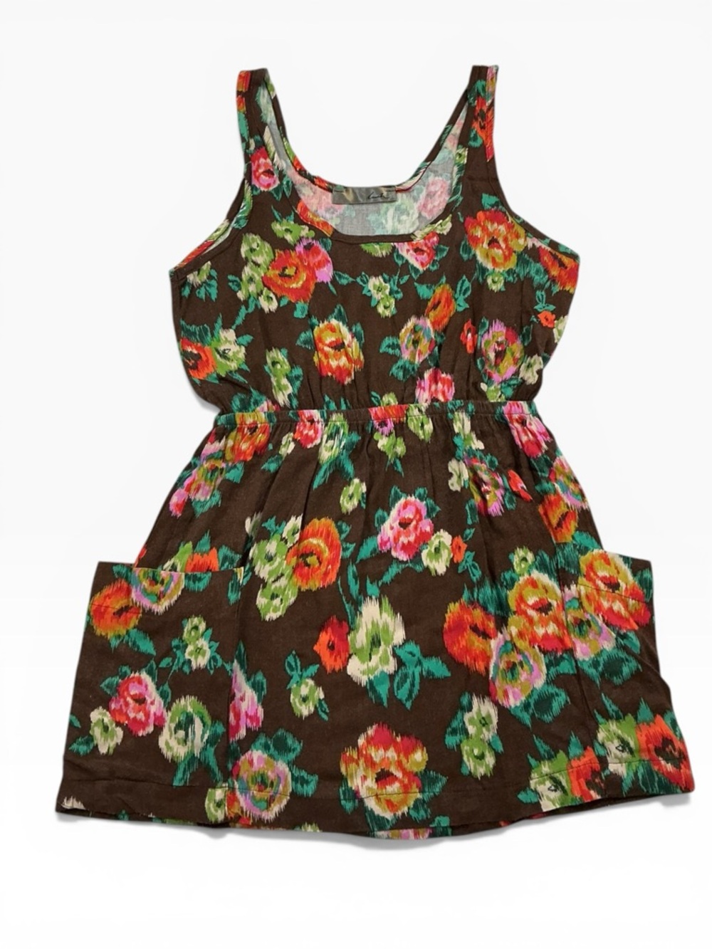 Y2K Lush Floral Boho cottage core pocketed  Tank Top -  Size Medium
